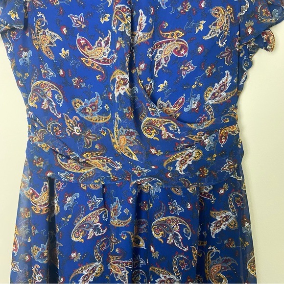 NWT Sam Edelman Blue Paisley Print Short Sleeve Mini Dress - Picture 4 of 8